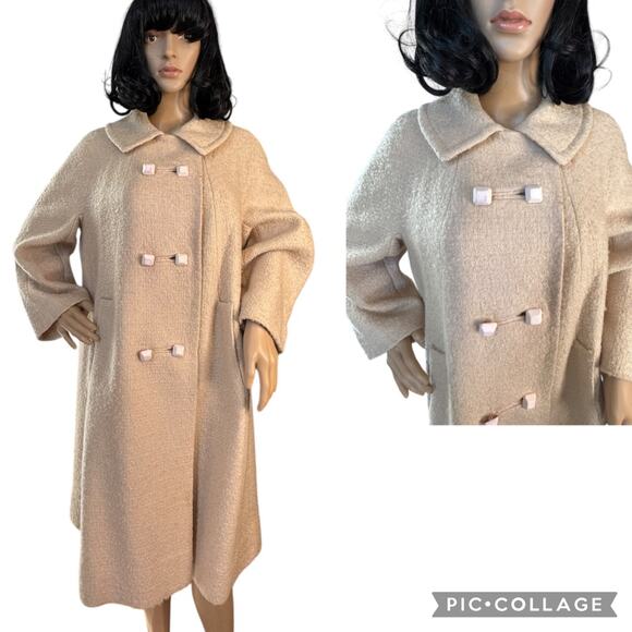 Vintage 1950's Craigleigh Ivory Blouce Double Breasted Swing Coat size large - Picture 1 of 17